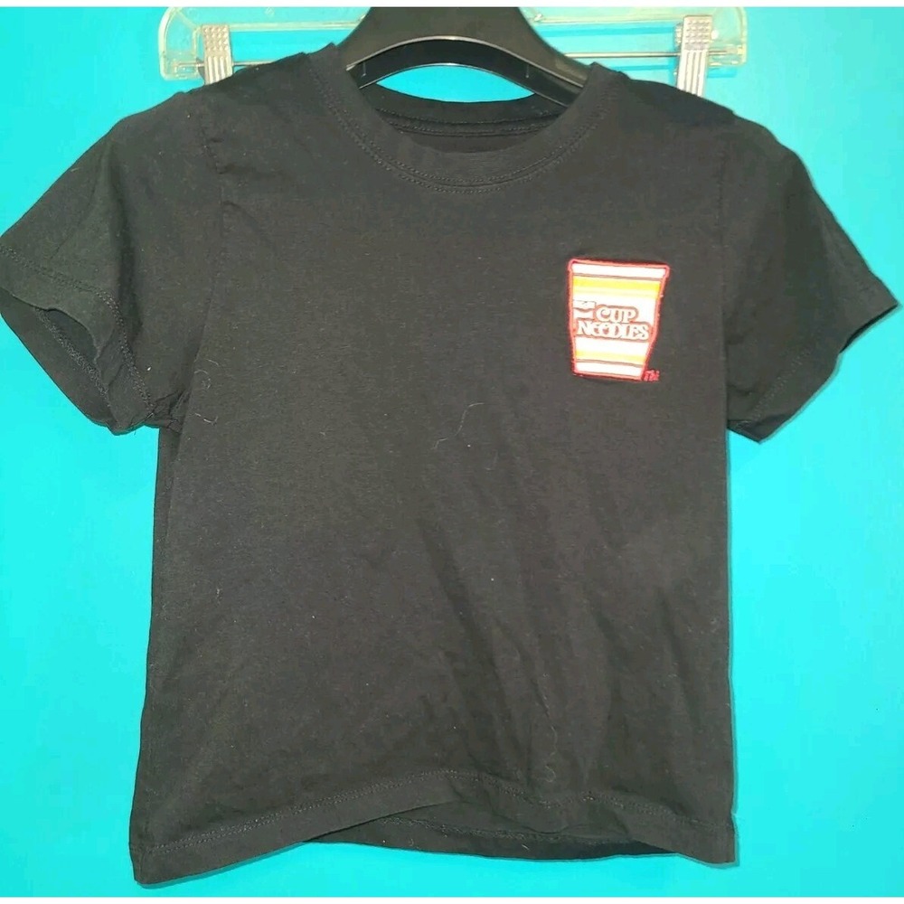 Nissin Cup Noodles Women Medium Black Cotton Crop Tee Cotton Cute Fun T Shirt